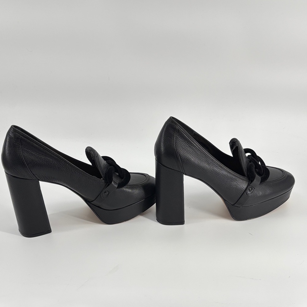 Vince Camuto Gathie size 8 Black Leather heeled loafers - Picture 6 of 12